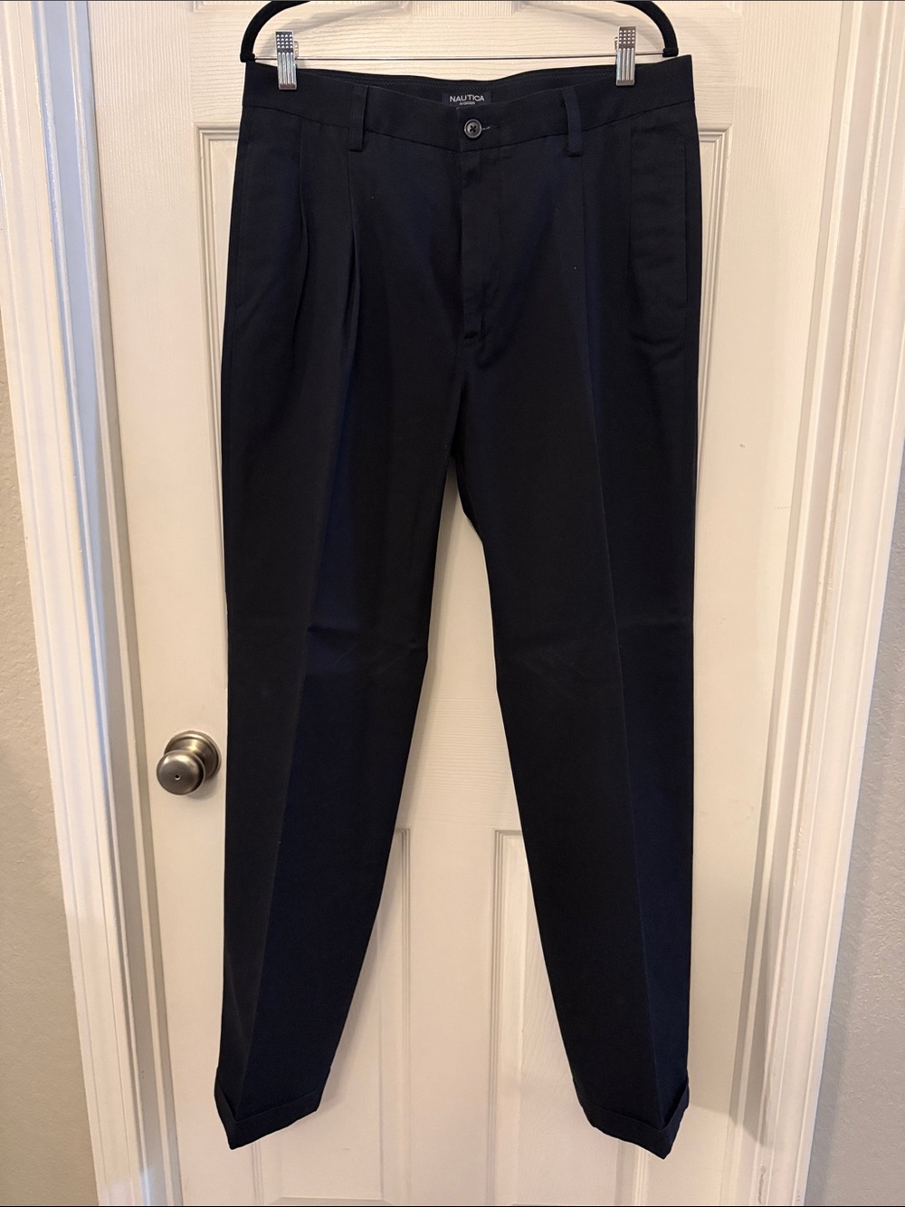 Nautica Black Pleated Chinos